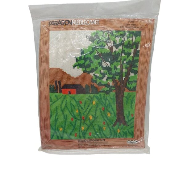 Paragon Needlecraft Farm Scene 5405 Needlepoint Kit Fits 8X10 Frame 1977 - Picture 4 of 4